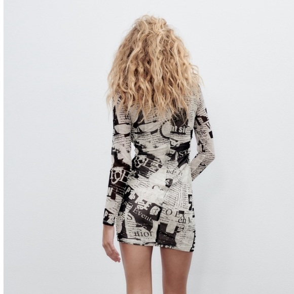 NWT ZARA Newspaper Dress - Picture 2 of 9